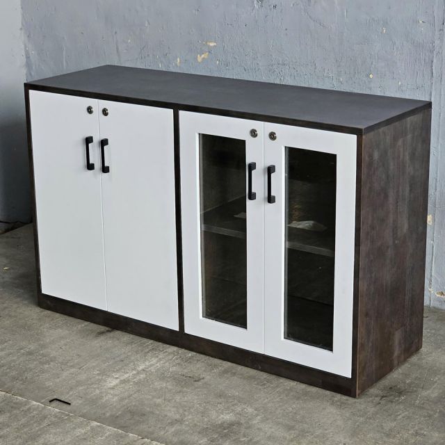 Tủ hồ sơ, tủ đầu bàn gỗ tự nhiên cửa kính THS68063