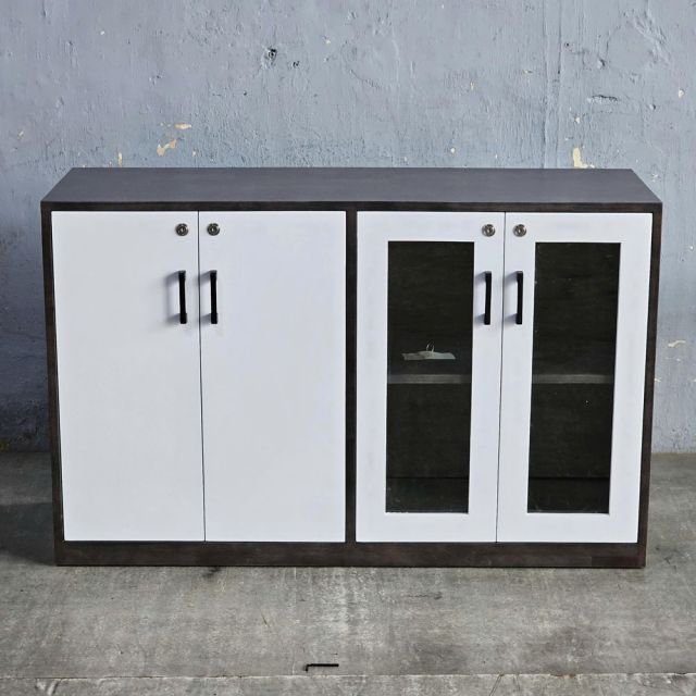 Tủ hồ sơ, tủ đầu bàn gỗ tự nhiên cửa kính THS68063