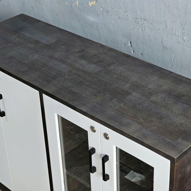 Tủ hồ sơ, tủ đầu bàn gỗ tự nhiên cửa kính THS68063