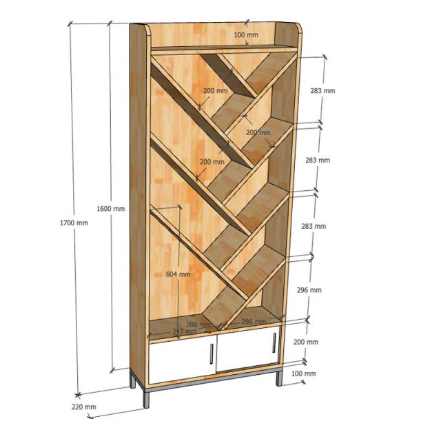 Kệ trang trí hình cây 70x22x170cm gỗ cao su KTT68064