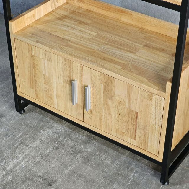 Kệ sách có ngăn tủ 74x35x182(cm) gỗ cao su khung sắt KS68120