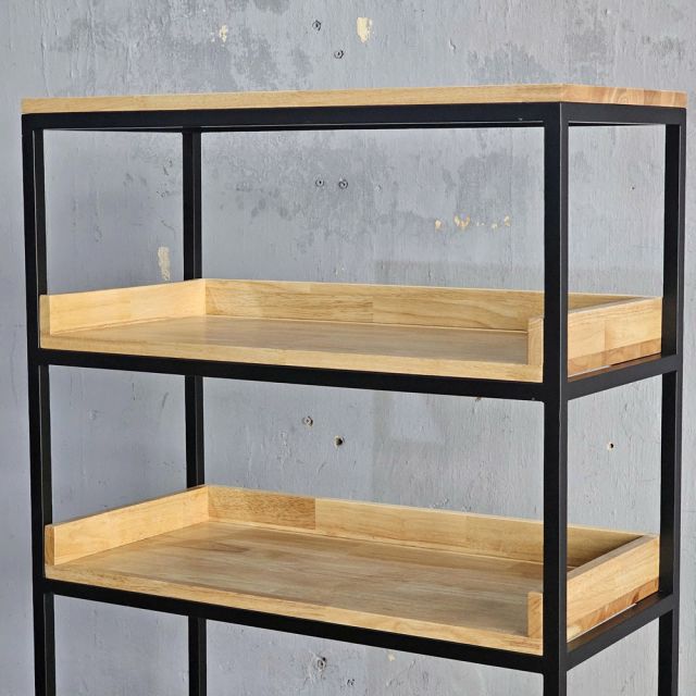 Kệ sách có ngăn tủ 74x35x182(cm) gỗ cao su khung sắt KS68120