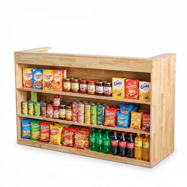 Quầy tính tiền 160x60x100cm gỗ cao su BLT68030