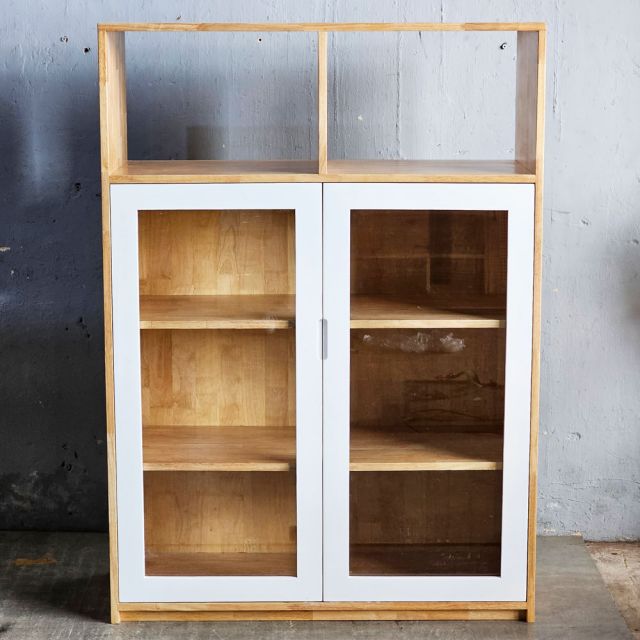 Tủ hồ sơ cửa kính 100x40x140cm gỗ cao su THS68095