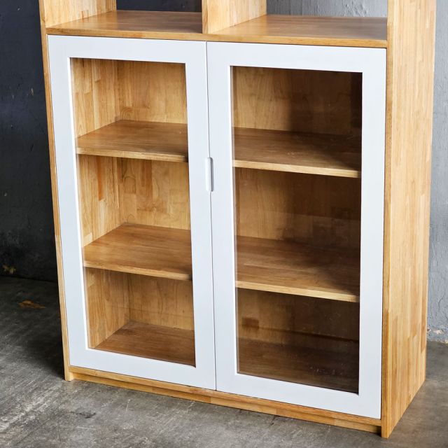 Tủ hồ sơ cửa kính 100x40x140cm gỗ cao su THS68095