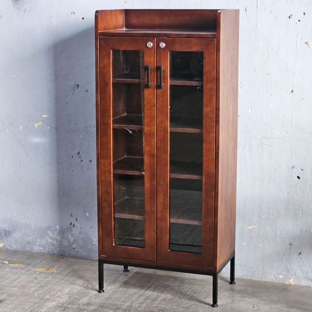 Tủ trang trí cửa kính 60x35x135cm gỗ cao su KTB68248