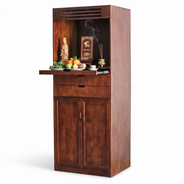 Tủ thờ gia tiên 865x690x2245mm gỗ cao su TTGT002