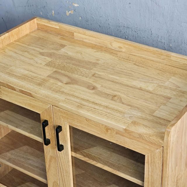 Tủ để đồ cửa kính 90x45x80cm gỗ cao su KTB68245
