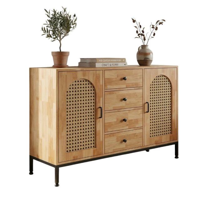 Tủ phòng khách 120x40x85cm gỗ cao su KTB68263