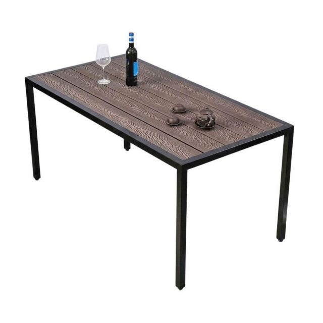 Bàn ngoài trời 140x70cm gỗ nhựa chân sắt BNT025