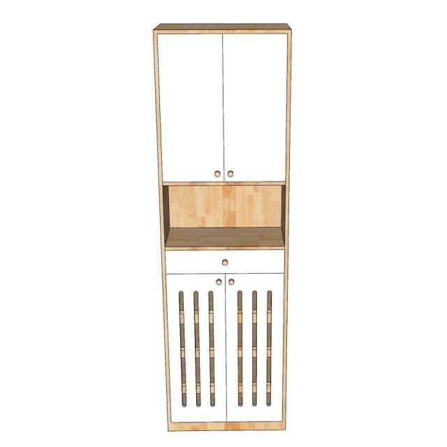 Tủ giày kết hợp tủ lưu trữ 60x35x200cm gỗ cao su KG68120