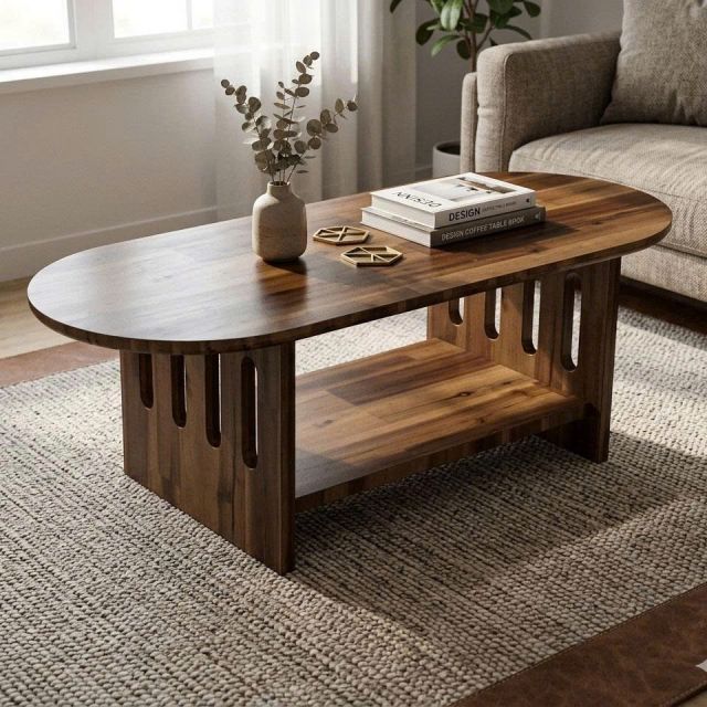 Bàn sofa Oval 120x50cm gỗ tràm TT68368