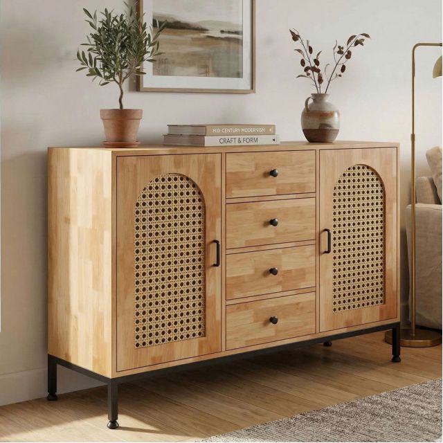 Tủ phòng khách 120x40x85cm gỗ cao su KTB68263