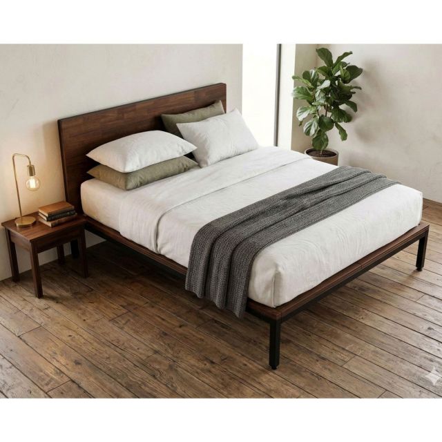 Giường ngủ ZENO cho nệm 160x200cm gỗ cao su GN68063