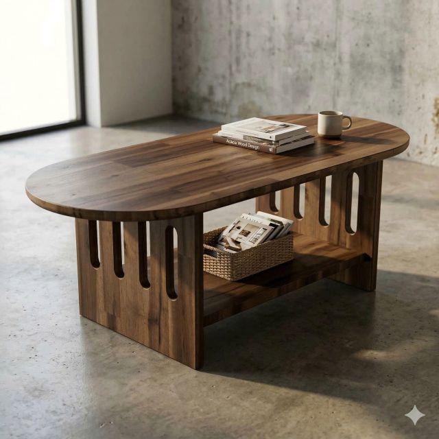 Bàn sofa Oval 120x50cm gỗ tràm TT68368