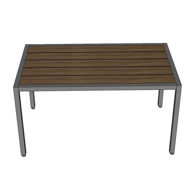 Bàn ngoài trời 140x70cm gỗ nhựa chân sắt BNT025