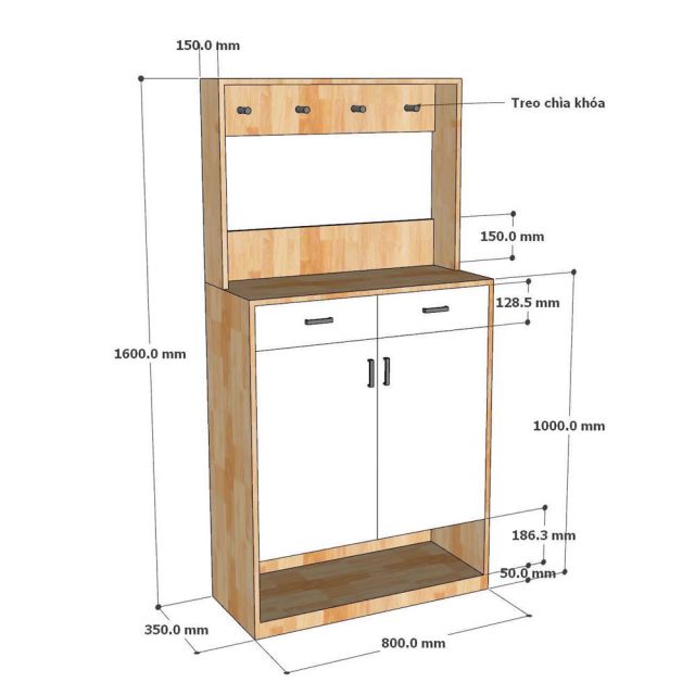 Tủ kệ giày dép 80x35x160cm gỗ cao su KG68117