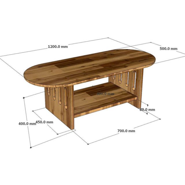 Bàn sofa Oval 120x50cm gỗ tràm TT68368