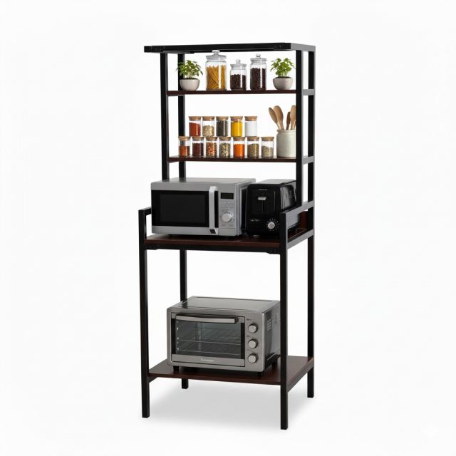 Kệ trang trí nhà bếp 70x60x172cm gỗ cao su khung sắt KTB68262