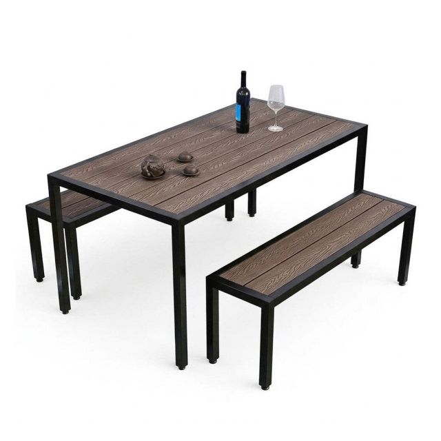 Combo bàn ghế ngoài trời gỗ nhựa CBNT025