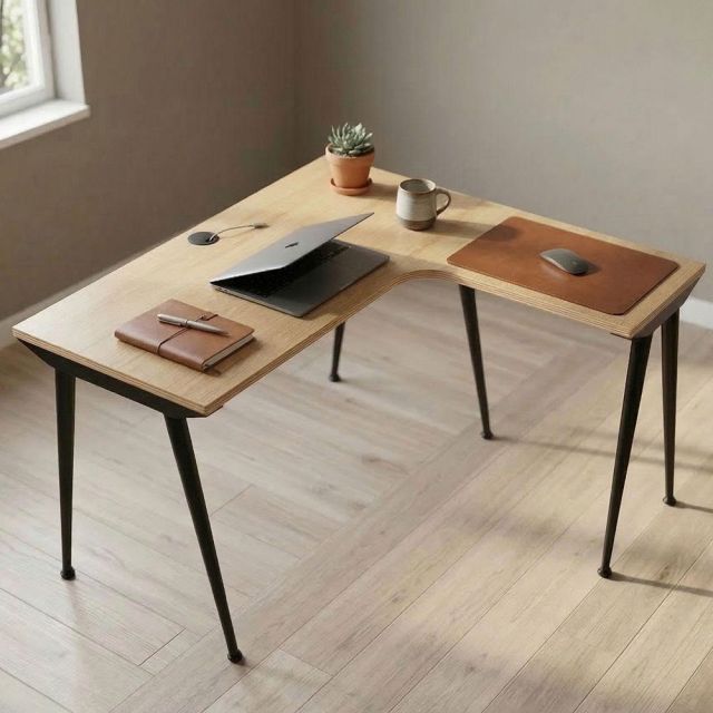 Bàn góc L 120x120cm gỗ plywood hệ CONE HBCO081