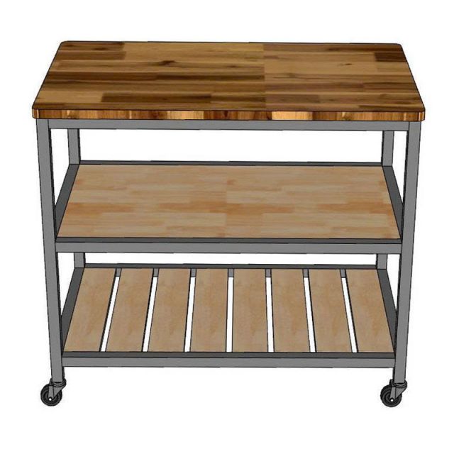 Kệ bếp di động 3 tầng 100x60x86cm gỗ tự nhiên KB68096