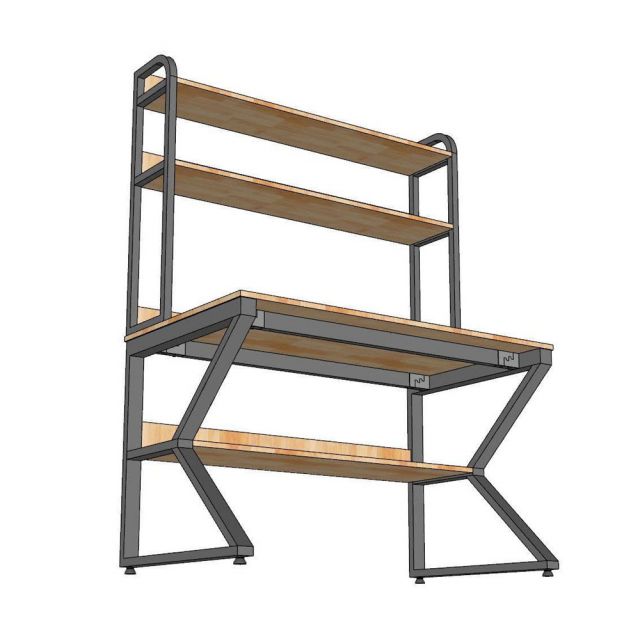 Bàn liền kệ sách chữ K 120x70x165cm gỗ cao su FD68087