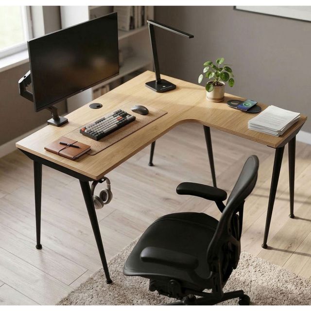 Bàn góc L 120x120cm gỗ plywood hệ CONE HBCO081