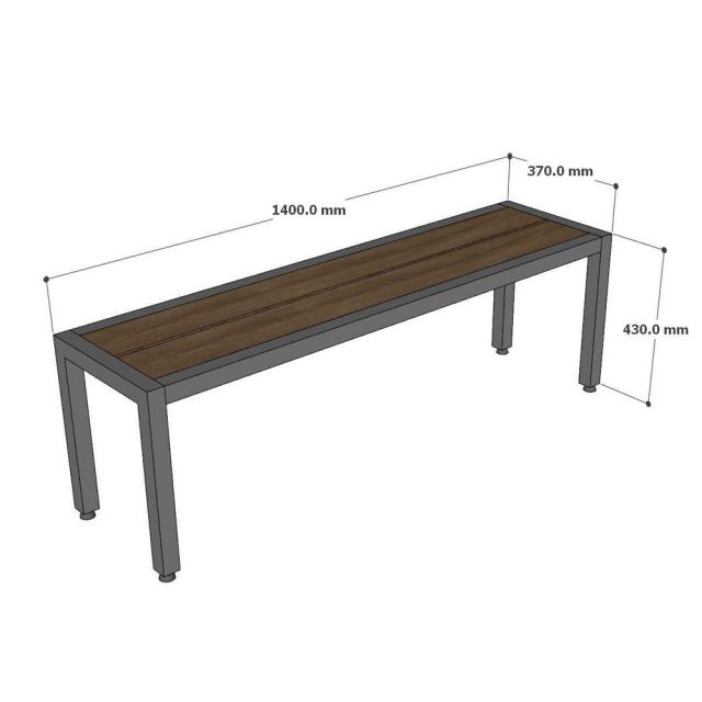 Ghế băng dài 140x37x45cm gỗ nhựa chân sắt GBD074