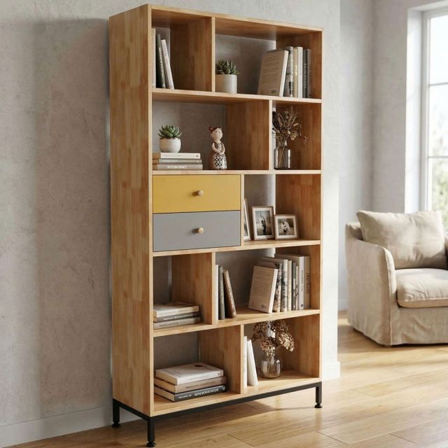 Kệ trang trí 85x35x170cm gỗ cao su KTT68072