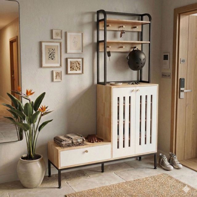 Tủ kệ giày dép 120x35x178cm gỗ cao su KG68118