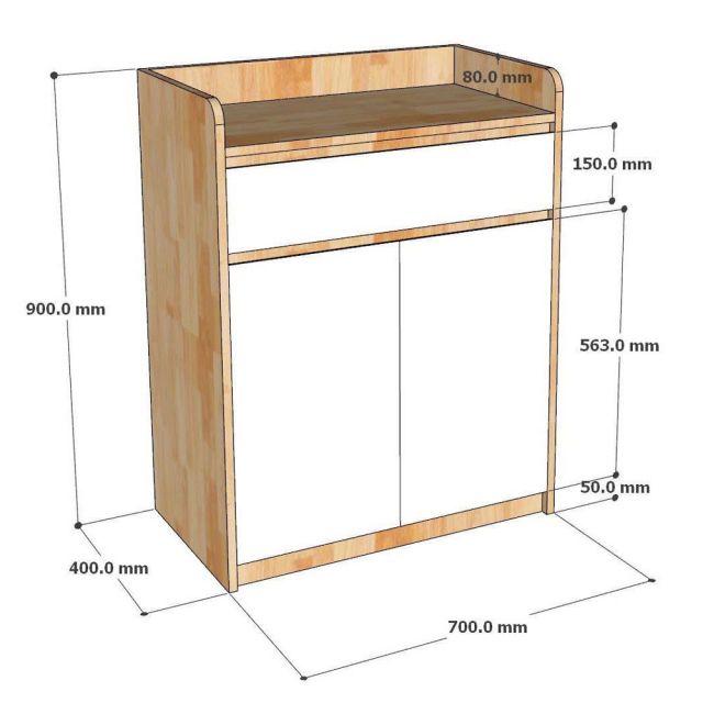 Tủ để máy pha cafe gia đình/văn phòng gỗ cao su KDCF001