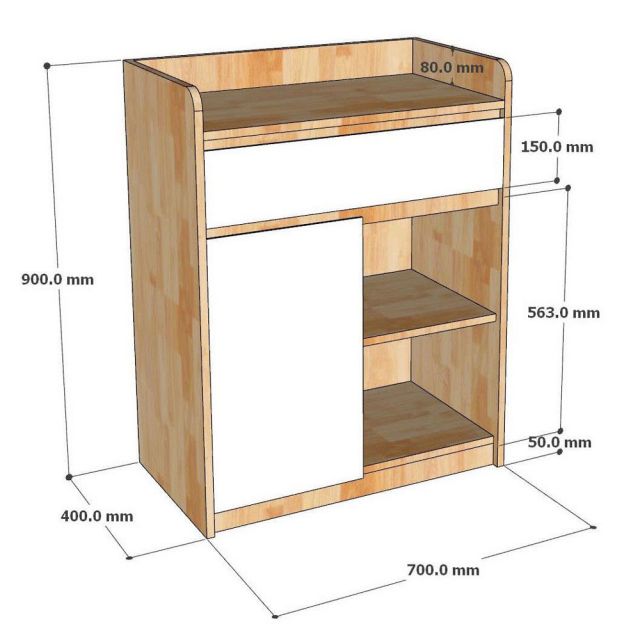 Tủ để máy pha cafe gia đình/văn phòng gỗ cao su KDCF001