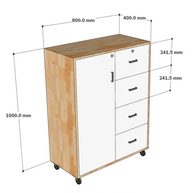 Tủ cá nhân gỗ cao su 4 hộc kéo 80x40x100cm -TCN68091