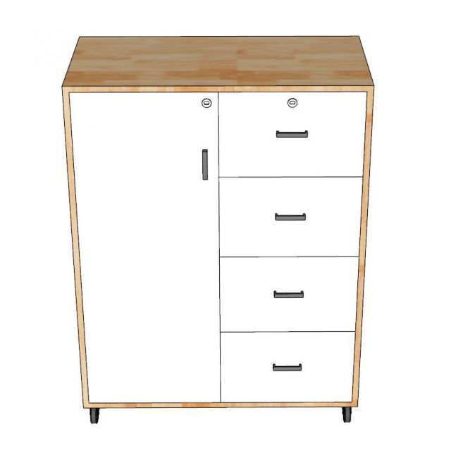 Tủ cá nhân gỗ cao su 4 hộc kéo 80x40x100cm -TCN68091