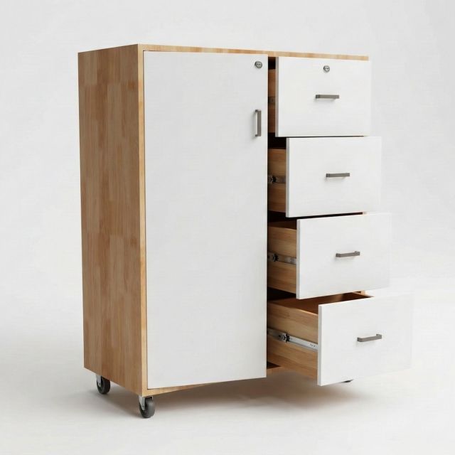 Tủ cá nhân gỗ cao su 4 hộc kéo 80x40x100cm -TCN68091