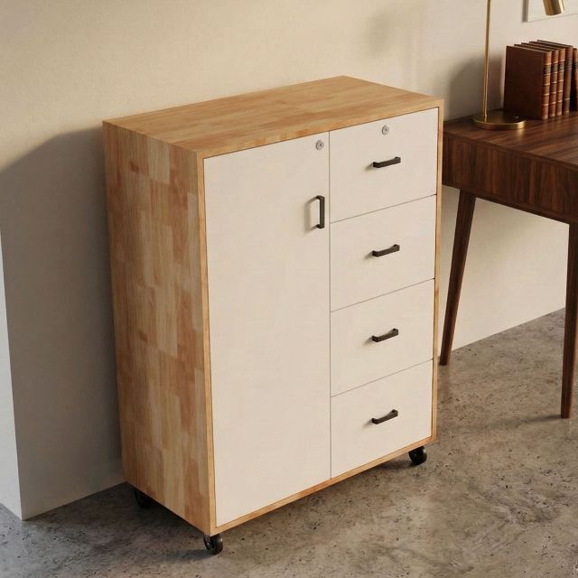 Tủ cá nhân gỗ cao su 4 hộc kéo 80x40x100cm -TCN68091