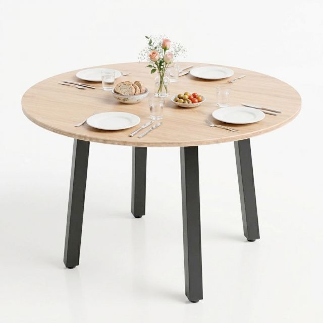 Bàn ăn tròn Gerda 100x100cm gỗ plywood BA68309