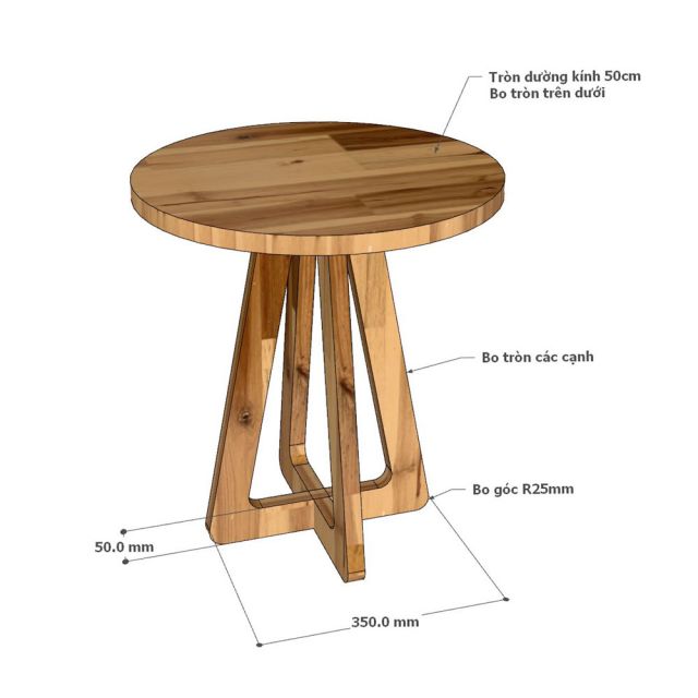 Bàn bên sofa tròn 50cm gỗ tràm SST053