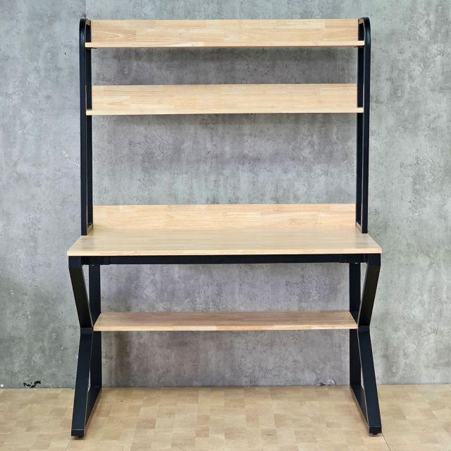 Bàn liền kệ sách chữ K 120x70x165cm gỗ cao su FD68087