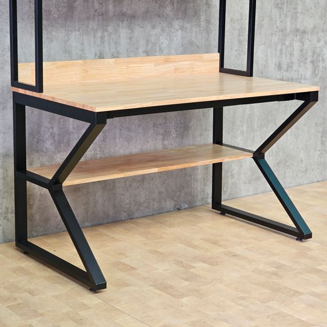 Bàn liền kệ sách chữ K 120x70x165cm gỗ cao su FD68087