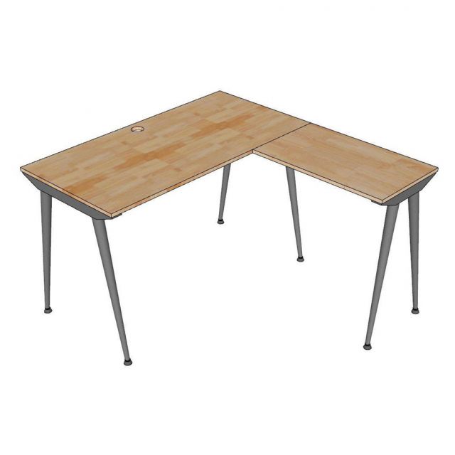 Bàn góc L 120x130cm gỗ cao su hệ CONE HBCO080