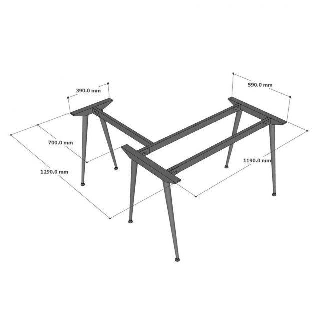 Chân bàn góc L cho bàn 120x130cm hệ CONE HCCO034
