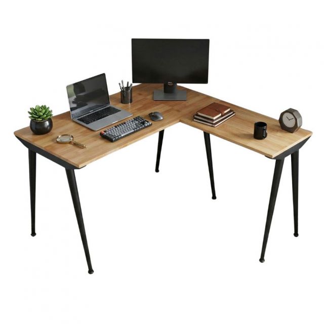 Bàn góc L 120x130cm gỗ cao su hệ CONE HBCO080