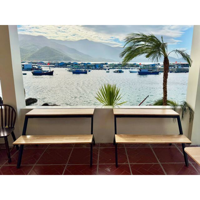 Combo 2 ghế băng liền bàn gỗ cao su 4 người ngồi GBD043