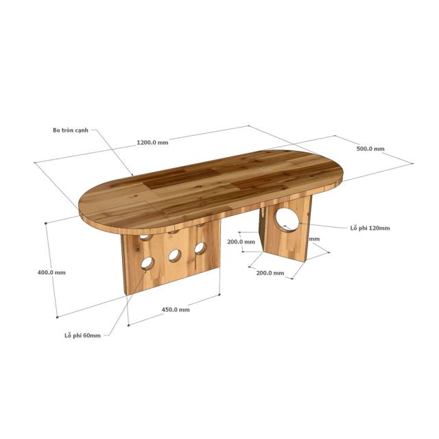 Bàn sofa Oval 120x50cm gỗ tràm TT68367