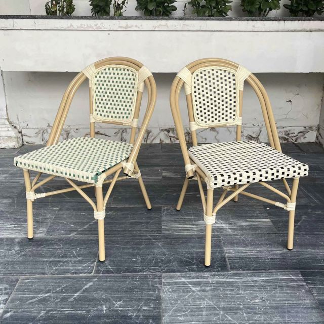 Ghế sắt đan mây nhựa không tay tựa GSK052