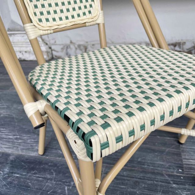 Ghế sắt đan mây nhựa không tay tựa GSK052