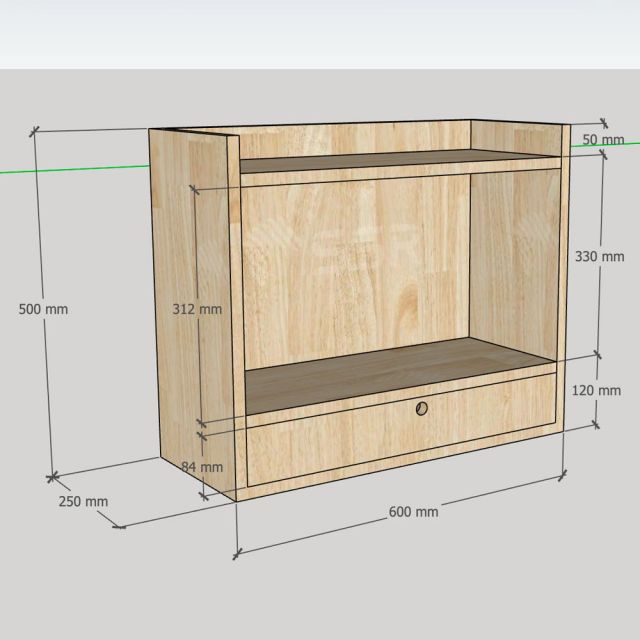 Kệ để bàn 60x25x50cm gỗ cao su TCN68090