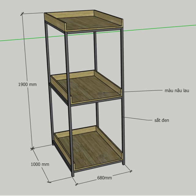 Kệ để đồ phòng giặt 100x60x190cm gỗ cao su KPT68045
